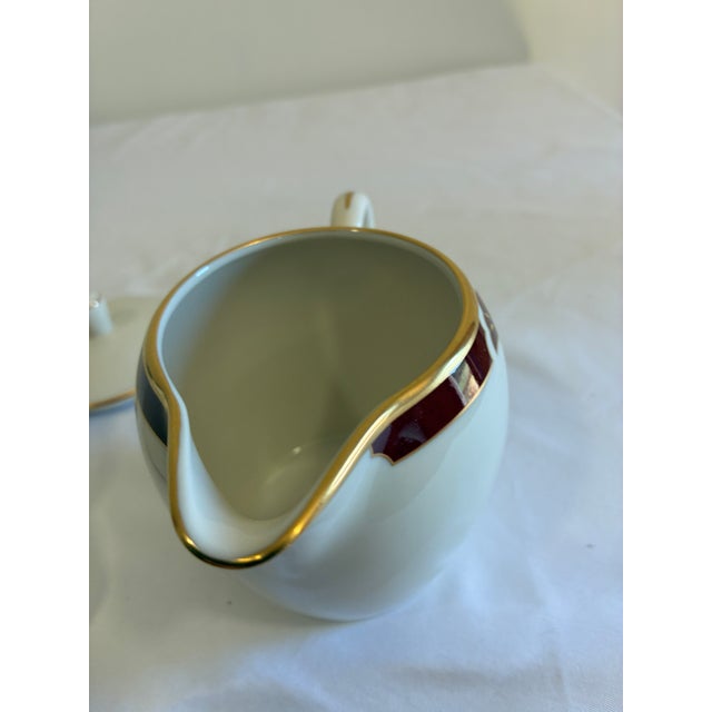 Ceramic Vintage Pickard Ensemble Burgundy Sugar Bowl and Creamer, 2 Pieces For Sale - Image 7 of 12