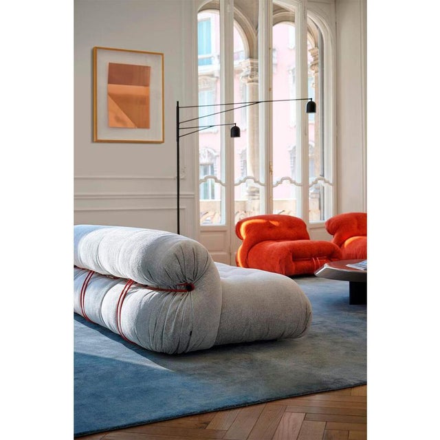 Cassina Soriana Orange Fabric Three-Seater Sofa by Tobia Scarpa for Cassina For Sale - Image 4 of 12