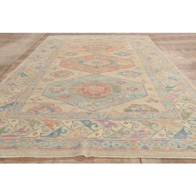Contemporary Pakistani Oushak Rug, 05'10 X 09'02 For Sale - Image 9 of 10