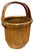 Vintage Chinese handwoven bamboo harvest or gathering basket dated January 1983, featuring a tightly woven rounded body,...
