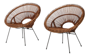 Rattan Chairs by Janine Abraham & Dirk Jan Rol for Rougier, France, 1956, Set of 2