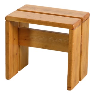 Vintage Pine Stool from Les Arcs, 1970s For Sale