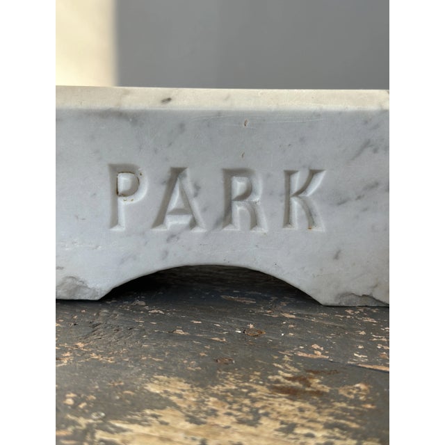 Early 20th Century Antique Marble Block Engraved "Park," Circa Early 20th Century For Sale - Image 5 of 11
