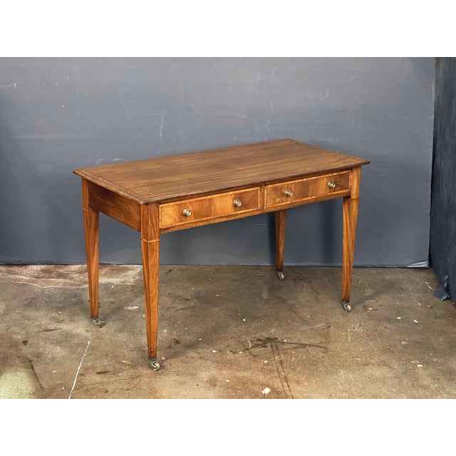 English Writing Table or Desk of Inlaid Mahogany From the Edwardian Era For Sale - Image 4 of 12