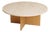 Round Roman Travertine and Oak Coffee Table by Lebanto For Sale