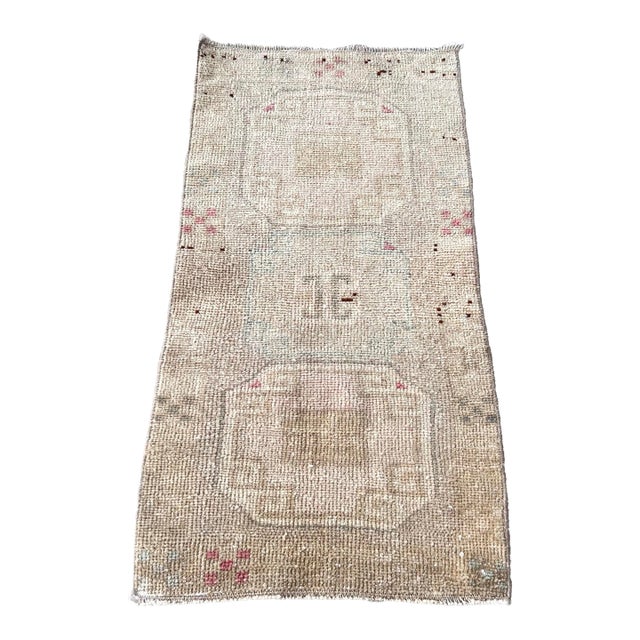 1960s Turkish Small Miniature Neutral Rug - 1’7x3’2 For Sale
