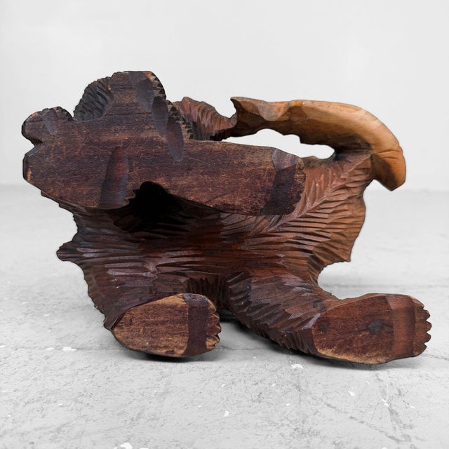 Japanese Kibori Kuma Carved Wooden Bear, 1950 For Sale - Image 10 of 11