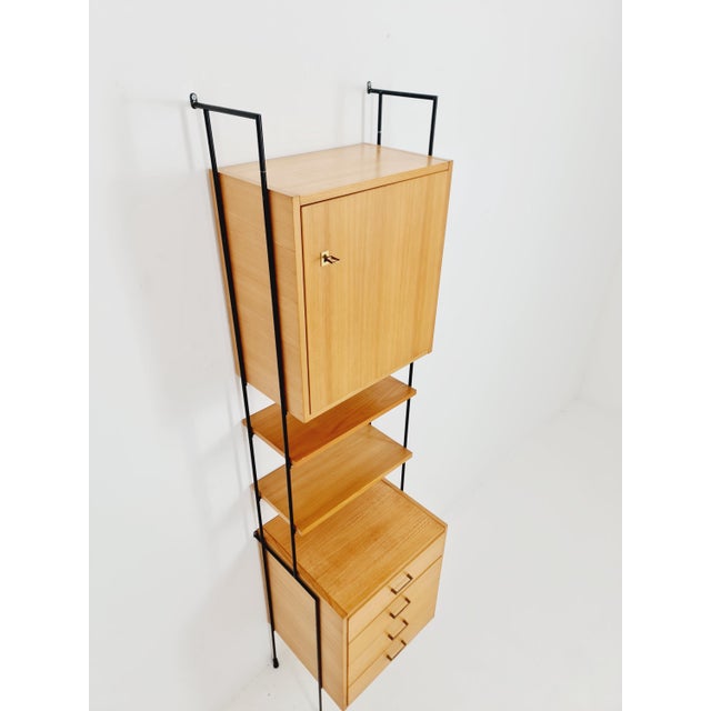 Brown Mid-Century Modern Shelving Unit in Ash Wood by Hilker for Omnia, Germany, 1960s For Sale - Image 8 of 18