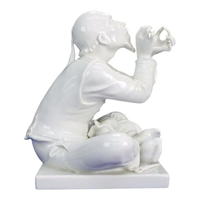 White Meissen Designed by Alexander Struck Blanc De Chine Porcelain “The Tailor” C1950 For Sale - Image 8 of 15