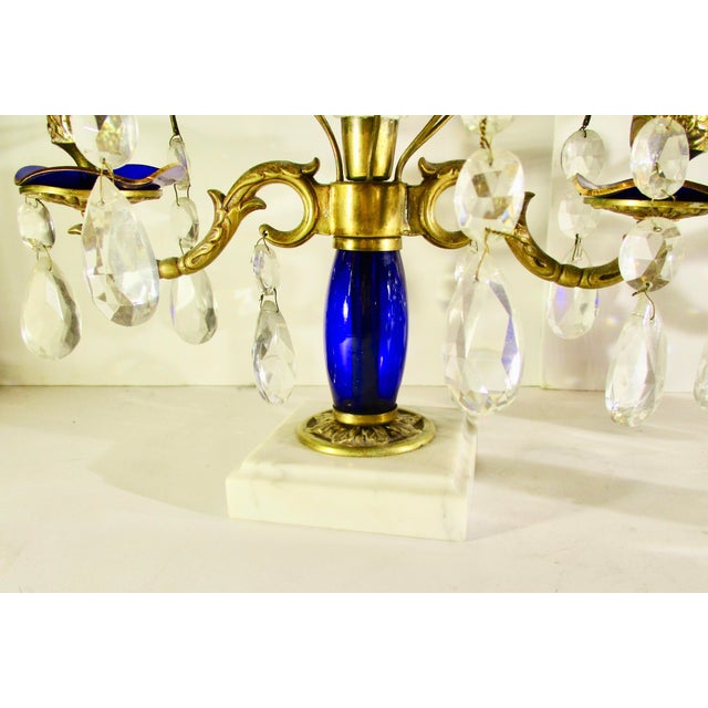 Glass Swedish Girondals MCM With Blue and Clear Crystals - A Pair of 2 For Sale - Image 7 of 7