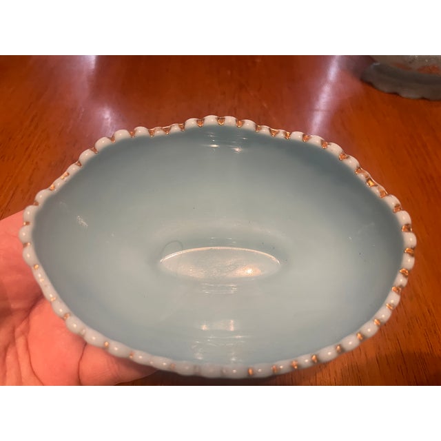 Antique Northwood Eapg Blue Opalescent Berry With Gold Accents Bowl Set - 5 Piece For Sale - Image 9 of 14