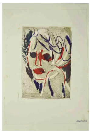 Leo Guida, Portrait, Original Charcoal & Watercolor Drawing, 1970s