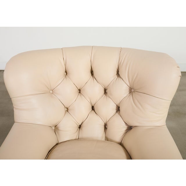 Pair of Ralph Lauren Style Leather Writer's Chairs + Ottomans For Sale - Image 10 of 18