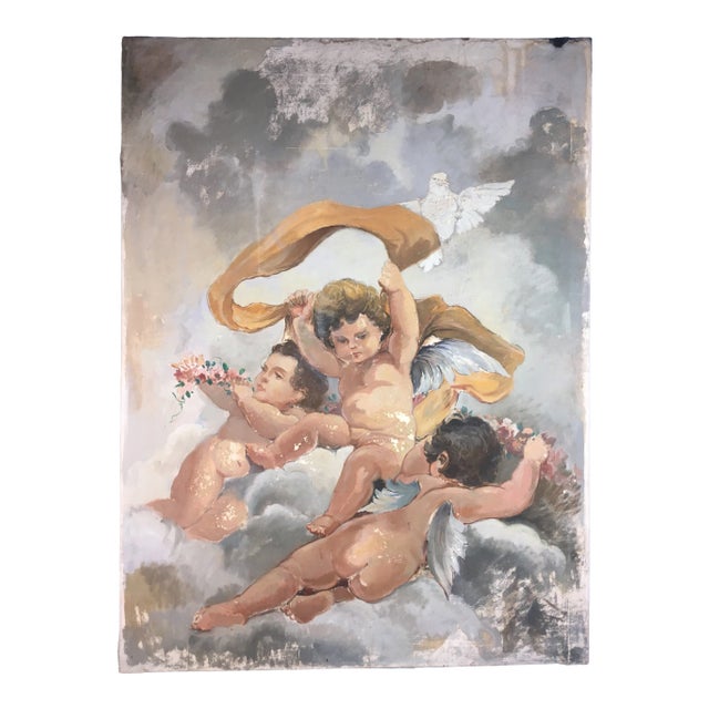 Antique European Oil on Canvas For Sale