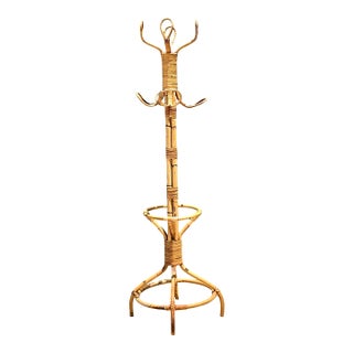 Vintage Italian Rattan Coat Rack For Sale