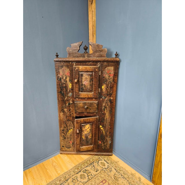Antique Folk Corner Cabinet, 1850 For Sale - Image 10 of 18