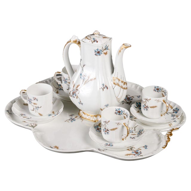 Limoges Porcelain Tea and Coffee Service, Set of 6 For Sale