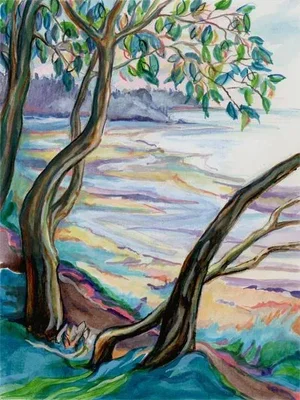 Original Plein Aire Seascape Painting, on the Bluff 2, Acrylic Study