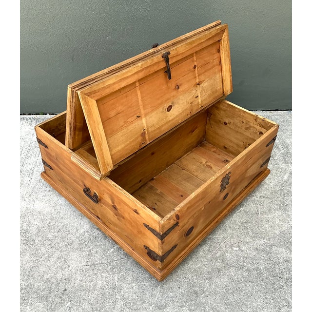 Vintage Rustic Wood Storage Coffee Table For Sale In West Palm - Image 6 of 12