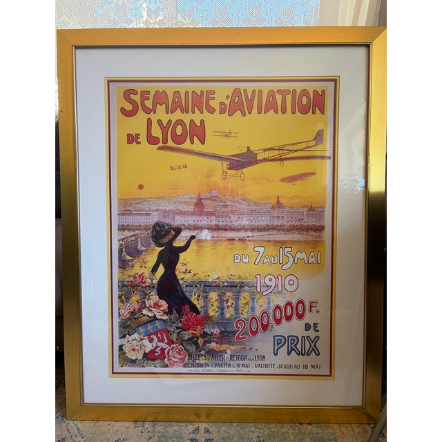 French Reproduction of Two 1910 French Travel Posters in Beautiful Gold Frames - a Pair For Sale - Image 3 of 3