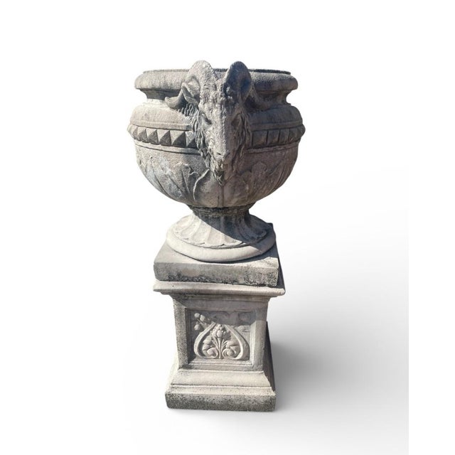 2000 - 2009 Pair of Garden Urns on Pedestals For Sale - Image 5 of 7
