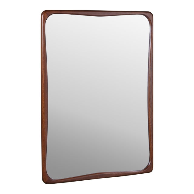 Sculptural Walnut Wall Mirror | Chairish