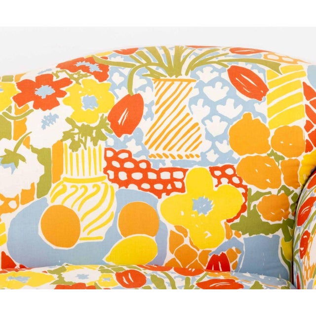 Abstract Abstract Floral Print Custom Upholstered Sofa For Sale - Image 3 of 8