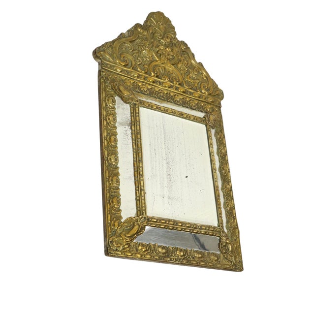 Cushion Mirror Repousse Faceted Mirror France, 1890s For Sale - Image 9 of 18
