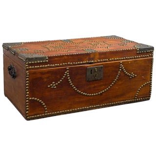 19th Century Tack Decorated Trunk For Sale