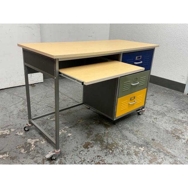 Industrial Pottery Barn Industrial Locker Room Collection Desk For Sale - Image 3 of 12