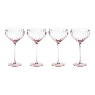 Malden 4-Piece Set Optic Cocktail Glasses, Pink For Sale