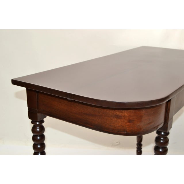 Brown 19th Century Brown Finish Console or Hallway Table Vanity Turned Tapered Legs For Sale - Image 8 of 13