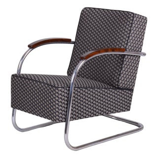 Bauhaus Armchair in Beech and Chrome from Mücke Melder, Czech, 1930s For Sale