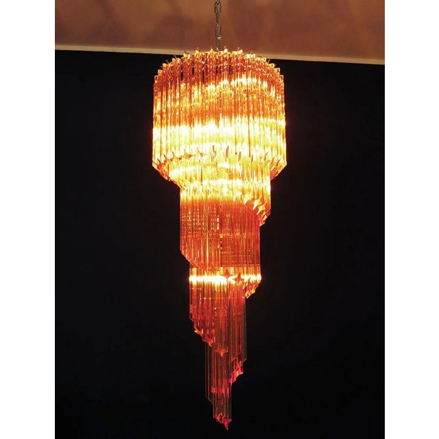 Vintage Italian Glass and Metal Chandelier, 1983 For Sale - Image 10 of 14