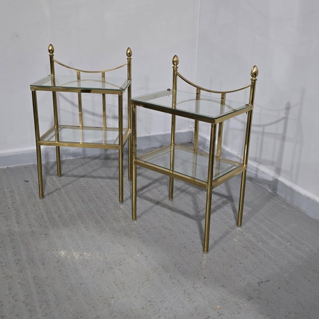 Brass and Glass Side Tables, 1930, Set of 2 For Sale - Image 3 of 13