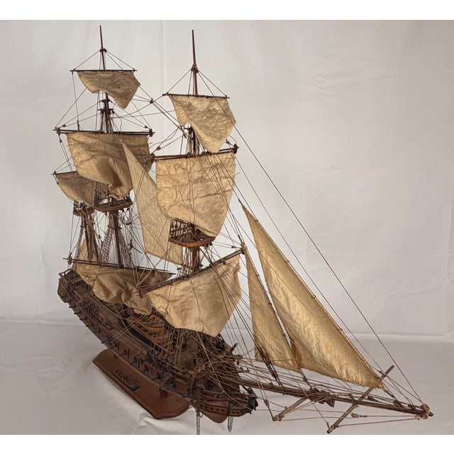 Early 20th Century French Fully Rigged Model of the Frigate La Flore For Sale - Image 10 of 11