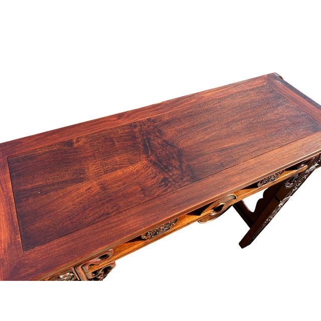 Vintage Oriental Brown Scroll End RuYi Apron Altar Console Table For Sale - Image 12 of 12