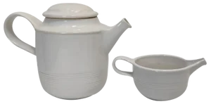 White Ceramic Teapot and Milk Jug by F. Bucci, 1970s, Set of 2