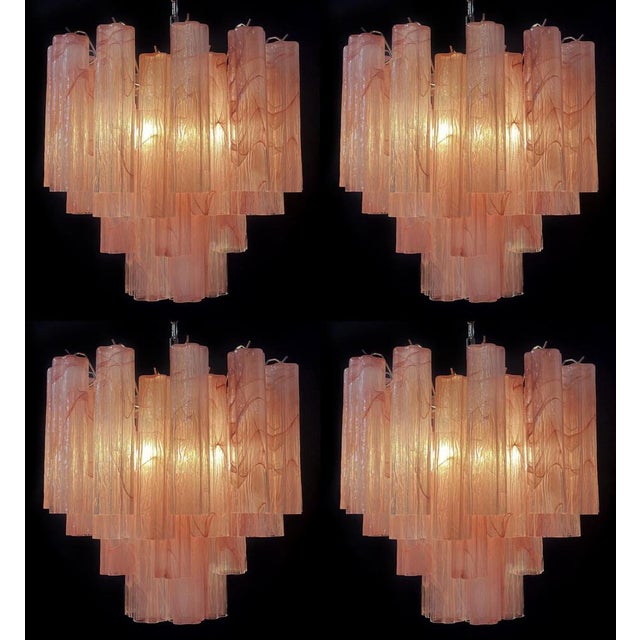 Pink Pink Alabaster Murano Glass Tronchi Chandelier, 1980s For Sale - Image 8 of 18