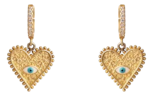Guardian Heart Evil Eye Gold Vermeil Earrings, A Pair