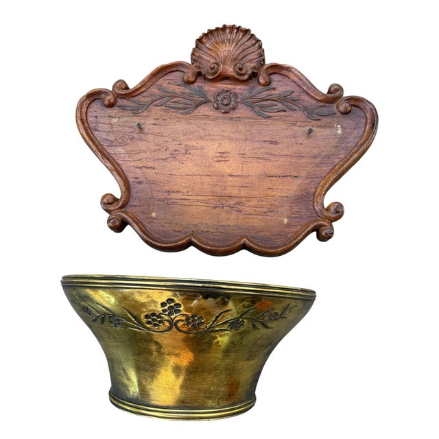 1960s Vintage 1965 Syroco #5141 & #5142 Gold Wall Pocket/Planter Set For Sale - Image 5 of 8
