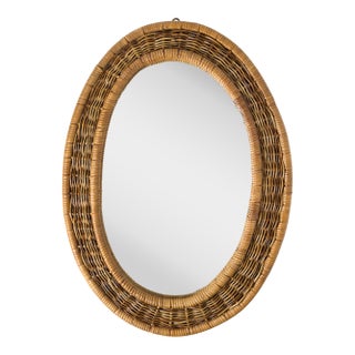 1950s Italian Bamboo and Rattan Mirror For Sale