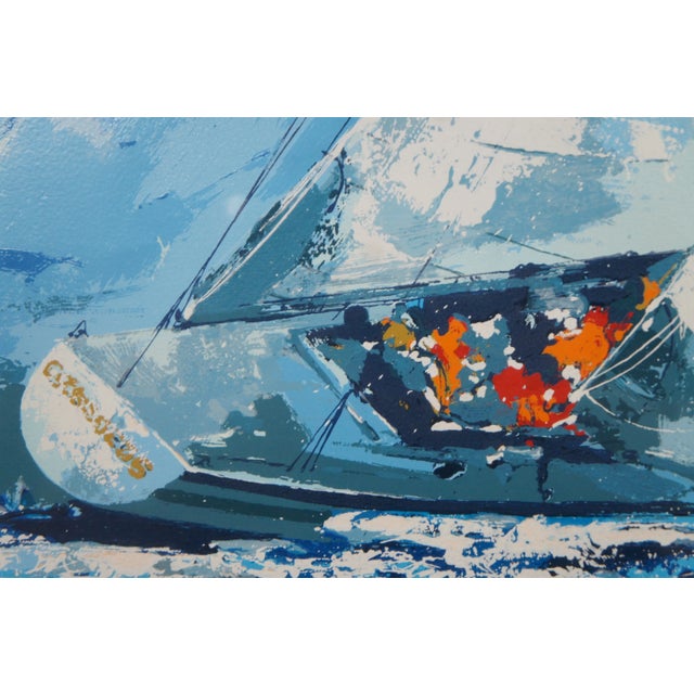 1977 Wayland Moore Americas Champion Sailboat Serigraph, Framed For Sale - Image 11 of 13