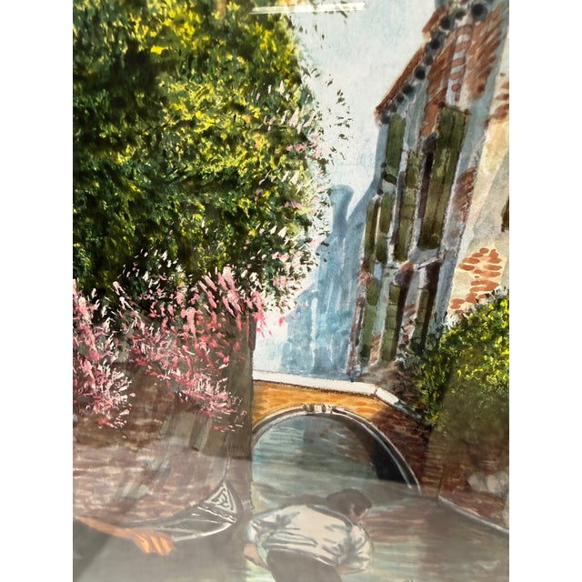 A Gondolier on the Canals of Venice Artwork, Framed For Sale - Image 9 of 12