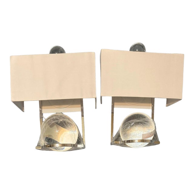 Global Views Fortune Teller Sconces Pair New Polished Stainless Steel For Sale