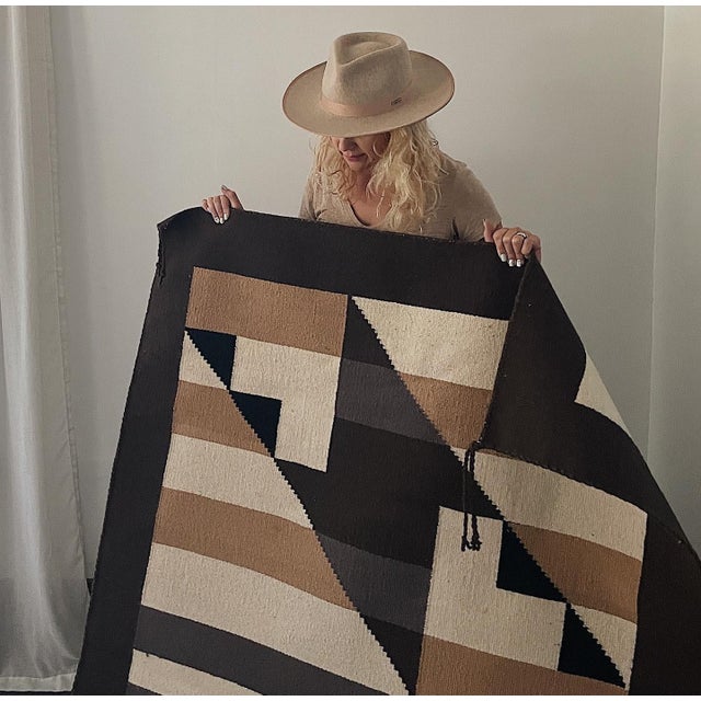 Mid-Century Modern Vintage Geometric Rug by Artist Gerald Johnson For Sale - Image 3 of 7