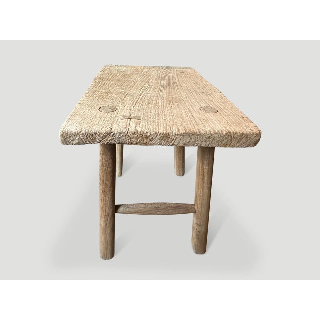 Andrianna Shamaris Bleached Teak Wood Stool or Side Table For Sale In New York - Image 6 of 6