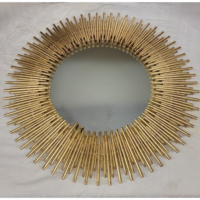 Large Gilded Metal Sunburst Mirror For Sale - Image 4 of 7