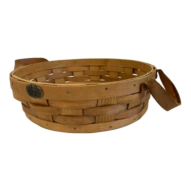 Vintage Peterboro Basket Co. Handled Round Pie Basket For Sale