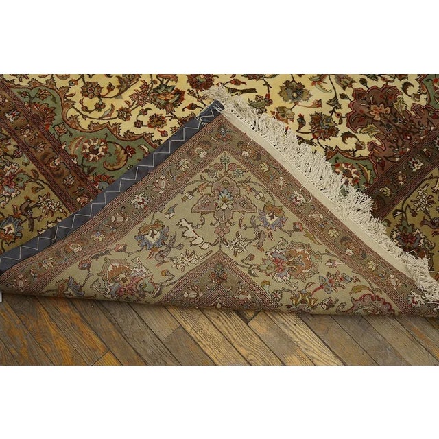 1940s Ivory Ground Medallion Antique Tabriz Northwestern Knotted Wool Carpet Rug For Sale In New York - Image 6 of 6